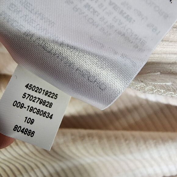 Chico's Womens Top Size 2 Large Beige White Striped Rib Knit Stretch Square Neck - Picture 9 of 9